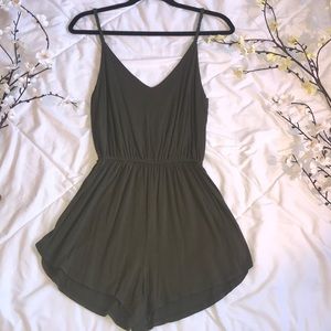 Army Green Cotton Romper